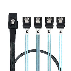 Array Disk Cable Mini SAS 36Pin (SFF-8087) to 4 SATA 7Pin Cable, Mini SAS Host/Controller to 4 SATA Target/Backplane, 1M(3.3FT)
