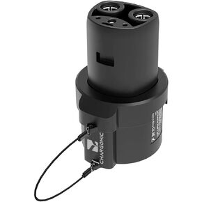 J1772 Charging Adapter with Anti-Drop Lock, Portable EV Charger Adapter Plug 80A / 240V AC Compatible with Tesla Model 3, Y, X, S & Level 1/2 Charging Stations