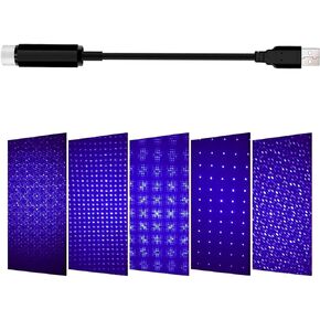 Pack-1 Car LED Roof Star Atmosphere Lamp, 0.5In x 8.2In Metal Vehicle Outdoor Decor Accessories, Universal Rotatable Automotive Night Lights for Bedroom Party (Purple & Blue Light)