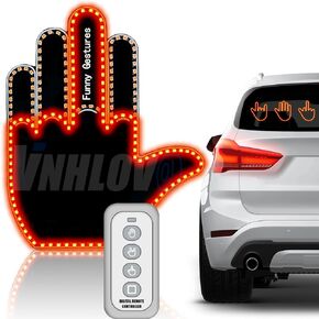 LED Finger Lights for Car,Gesture Light Wacky Funny Multi-functional Warning Lights Rear Luggage Compartment Light,Windscreen Decorative Lights,176 LED Beads,Remote Controlled,3-Light Modes