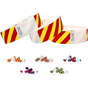 Wristbands Made Out of Tyvek - Striped - 500 Pack - 3/4" Wristbands for Events (Red-Yellow, 500 Pack)