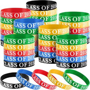 Poen 100 Pcs Class of 2025 Wristbands Graduation Silicone Wristbands Class of 2025 Congrats Grad Celebrating Bracelets for Teacher Student Graduation Party Favors Supply(Black, White, Green)