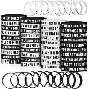 60 Pieces Motivational Silicone Wristbands Inspirational Quote Bracelets Rubber Silicone Bracelets Stretch Wristbands for Men Women Teens Birthday Party Supplies, 30 Styles