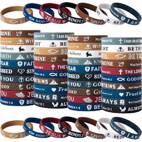 Bible Verse Bracelets – 80 Pcs Silicone Bracelets Bulk Jesus Bracelets – Cute Christian Bracelet Colored Wristbands – Comfortable and Lightweight – Perfect Religious Gifts for Men, Women