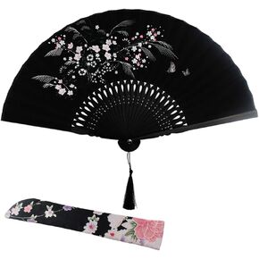 Grassflowers Folding Hand Held Fans - with a Fabric Sleeve for Protection for Birthday Gifts - Womens Folding Hand Fan Chinese/Japanese Vintage Style Handheld Folding Fan Home Decorations