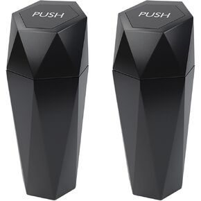 سلة مهملات سيارة صغيرة، 600 مل، اسود، مادة ABS، تصميم كأس الماس، مانعة للتسرب، متعددة الأغراض، قطعتين in Kuwait