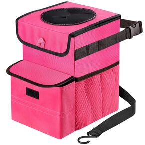 AUTODECO Car Trash Can with Lid - Car Organizer Waterproof Car Garbage Can 3 Gallon Black