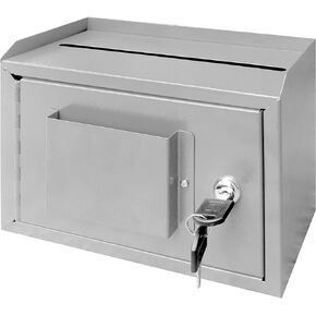 FixtureDisplays® 9.85" W x 7.2" H x 4.5" D Metal Multipurpose, Donation Box,Cash and Mail Box,Suggestion Box 15211 Grey