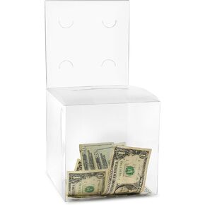 Clear Plastic Raffle Ballot Box with 4" Slot Suggestion Box for Office and Events with Removable Header 6x6" Disposable Voting Box Raffle Ticket Container Donation collection Box 6"H X 6"W (8 pack)