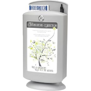 Safco Products Customizable Suggestion Box 4233GR with 25 Suggestion Cards, Secure Collection & Customizable Display, Gray,Display Area 5.5'W x 8.5'H