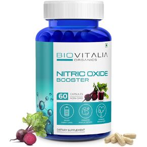 Nitric Oxide Capsule L-Arginine for Men & Women | Dietary Supplement | Promote Energy & Immunity| Promotes Muscle Growth Support Post Exercise Fatigue - 60 Vegan Capsules