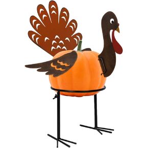 yosager Turkey Pumpkin Making Kit, Colorful Metal Thanksgiving DIY Pumpkin with Stand, Poke into Pumpkin, Thanksgiving Decoration for Autumn Fall Thanksgiving Harvest Home Decor