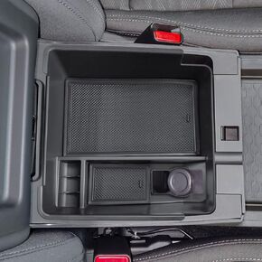 منظم وحدة التحكم المركزية TACORBO متوافق مع ملحقات Nissan Frontier 2022-2023 2024، صندوق تخزين ثانوي لمسند ذراع الشاحنة الصغيرة ABS، صينية صندوق القفازات، زخرفة حمراء