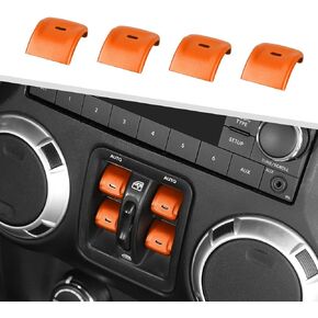 Jimen for JK Window Button Covers, 4PCS Center Console Window Switch Cover Interior Trim Kits Compatible with Jeep Wrangler JK & Unlimited 2012-2018, Aluminum Alloy (Black)