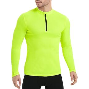 qualidyne Mens Cycling Jersey Long Sleeve Bike Shirts Half Zip Bicycle Biking Jersey with Rear Zipper Pocket