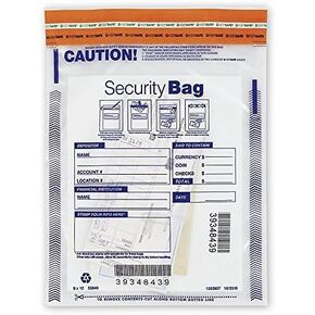 أكياس إيداع بنك النقود من ABC FREEZFraud، 9 × 12، شفاف - 100 كيس