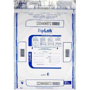ControlTek TripLok مقاس 15 بوصة × 20 بوصة، شفاف مع جيب، 50 كيسًا، أكياس إيداع واضحة للتعامل مع النقود والأشياء الثمينة، حبر حساس للرطوبة والحرارة والبارد، إيصال تمزيق + رموز شريطية كبيرة 585051