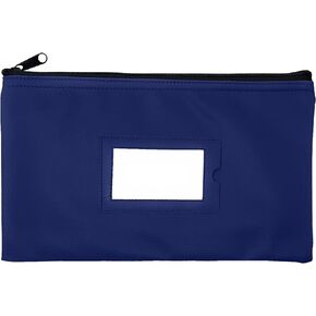 Money Bank Deposit Bag with Zipper | 11x6 inch | Navy blue | Durable Leatherette Money Cash Coin Check Wallet Pouch for Men & Women with Framed ID Window and Blank Card | by GIDABRAND (7)