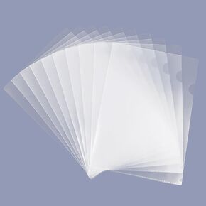 Clear Document Folder Copy Safe Project Pockets fits 8.5x11 Inches Letter Size US Paper,L-Type Clear Plastic Resume File Poly Jacket Sleeves Folders Organizer in Transparent 10 Pack