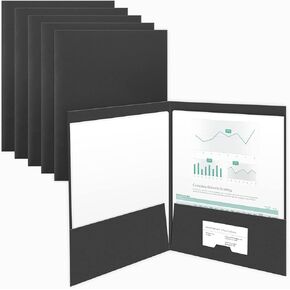 25 Count, Black, Two Pocket Presentation Folders, Perfect for Sales Material, Important Documents & More (9 x 12)