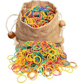 1000 pieces of colorful stretchable rubber bands with special linen bag for rubber cloth gun