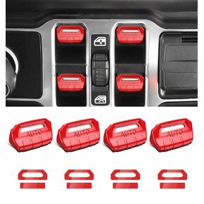 Compatible with Jeep Wrangler JL JLU 2024-2018&Gladiator JT 2020-2024 Interior Accessories Upgraded Window Switch Button Cover 4PCS (Black）