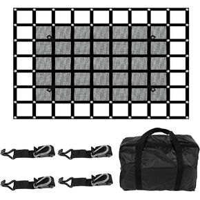 Heavy Duty Cargo Net with Mesh, 4.75 ft x 6 ft 1500LBS Capicity Truck Bed Cargo Net, Stretchable Cargo Net with Straps & Cam Buckles & J-Hooks for Pickup Truck Bed (57" x 72")