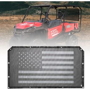KEMIMOTO Soft Rear Window Net, Transparent View From Inside, Compatible with Pioneer 1000 700 500 1000-5 1000-6 700-4, Sun Dust Windshield Mesh with Not Block Rearview Old Glory Flag Print Accessories