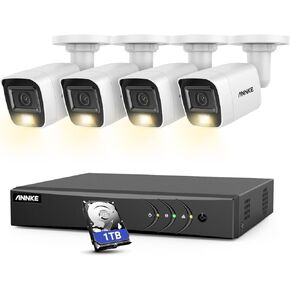 نظام كاميرا أمان ANNKE 8CH 3K، مسجل فيديو رقمي للمراقبة 3K Lite، 4x 3K 5MP 2960*1665 كاميرات CCTV مع صوت، ضوء مزدوج، ميكروفون مدمج، اكتشاف الإنسان/المركبة بتقنية الذكاء الاصطناعي، IP67، رؤية ليلية ملونة، محرك أقراص ثابتة سعة 1 تيرابايت