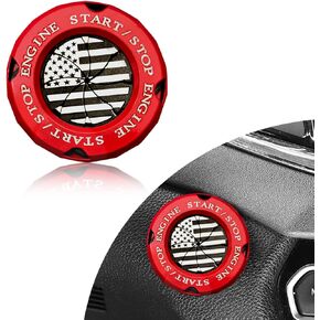 Miytsya 1 PC Car Push Start Button Cover, American Flag Design Push to Start Button Cover, Car Engine Push to Start Accessories, Universal Car Push Start Button Decoration (Red)