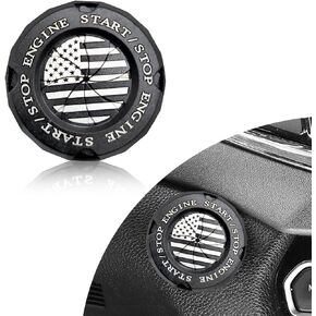 Miytsya 1 PC Car Push Start Button Cover, American Flag Design Push to Start Button Cover, Car Engine Push to Start Accessories, Universal Car Push Start Button Decoration (Red)