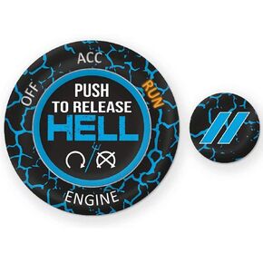 TOOLEPIC for Dodge Ram 1500 Challenger Charger Durango Accessories 2015-2024 - Engine Start Stop Button Overlay Baby Blue Sticker Emblem - Push to Release Hell Badge Unique Style - Perfect for Decals
