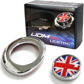 iJDMTOY Classic Black/White Color UK Union Jack Design Engine Start Push Start Cap Cover Decoration Compatible With 2nd Gen MINI Cooper