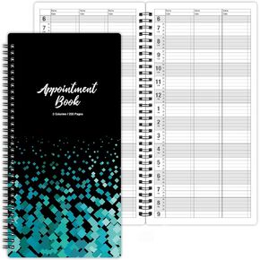 Appointment Book – Undated Salon Appointment Book, Daily＆Hourly Schedule Book with 200 Pages, 6 AM - 9 PM, 15 Minute Intervals Day Planner, 6’’ x 11.5’’, 3 Column, Twin-Wire Binding, Hardcover