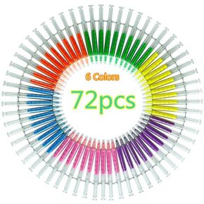 72 PCS Syringe Highlighter Pens with 6 Colors Christmas gift