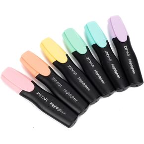 ZEYAR Aesthetic Highlighter Pen, Chisel Tip Marker Pen, AP Certified, Assorted Colors, Water Based, Quick Dry, Patented Product (6 Macaron Colors)
