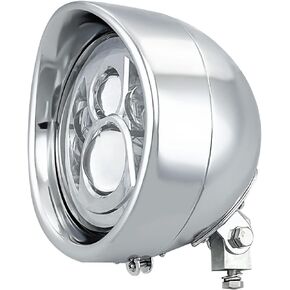 FATECIM 7" Round Motorcycle LED Headlight with Visor 7 Inch Motorbike High Low Beam Headlamp Bottom Mount Heavy Duty Universal for Harley Kawasaki Honda Yamaha Suzuki Chopper Cafe Racer Bobber Chrome