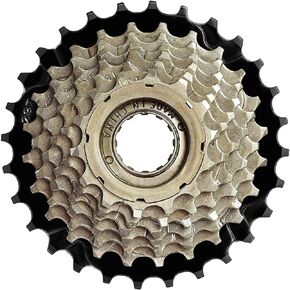 Tookie 7-Speed Bicycle Freewheel, Stainless Steel Sprocket Bicycle Wear Resistan-t Freewheel Wheel for Mountain Bikes Road Bikes, 14-16-18-20-22-24-28T Screw On Freewheel (Brass Color)