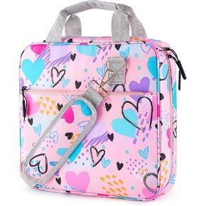 FIODAY Zipper Binder, 2 inch 3 Ring Binder with Zipper Cute Binder with Handle and Shoulder Strap Multiple Pocket 500 Sheet Capacity Binder Organizer for School