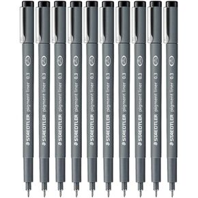 STAEDTLER Staedtler 0.3 Mm Pigment Liner Fineliner Sketching Drawing Drafting Pens Pack Of 10