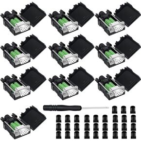 DB9 Breakout Connector,DB9 Solderless RS232 D-SUB Male Serial Adapters 9-Pin Port White Adapter to Terminal Connector Signal Module with case Set of 10