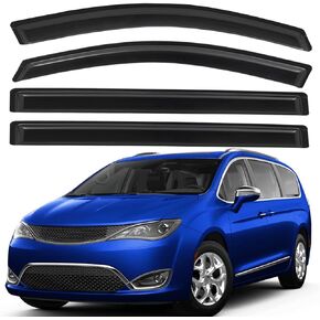 Lightronic WV94207 Outside-Mount Car Window Rain Guards Deflectors & Visors, Dark Smoke, 4-Pieces Set, Fits 2017-2024 Chrysler Pacifica