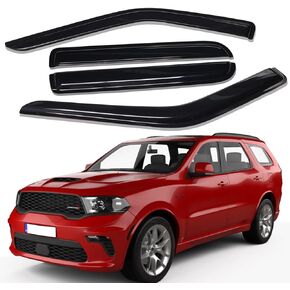 Lightronic WV94267 Outside-Mount Side Window Visor Deflector Rain Guard, Dark Smoke, 4-Pieces Set, Fits 2011-2024 Dodge Durango