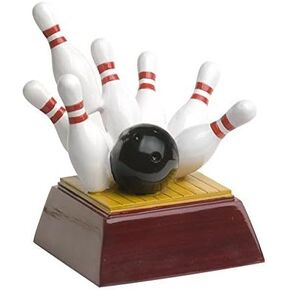 Decade Awards Bowling Pins Trophy - 4 or 6 Inch | Bowling Strike Award - Engraved Plate on Request