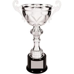 Decade Awards Metal Cup Trophy - Gold or Silver | Engraved Corporate Love Cup Award (10, 11.5, 13 or 14.5 Inch Tall) - Engraved Plate on Request