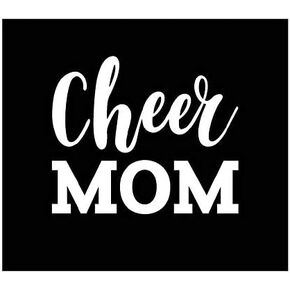 Cheer Mom Vinyl Decal | White | Made in USA by Foxtail Decals | for Car Windows, Tablets, Laptops, Water Bottles, etc. | 4.5 x 3.8 inch