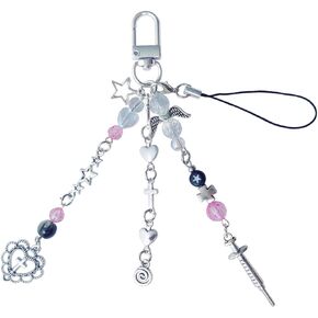 Cute KeychainY2K Car Keychains for Women Girls Bag Phone Charms Purse Accessories Star Decor