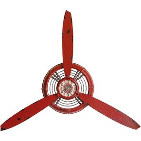 Metal Wall Decor Art Antique Airplane Propeller Aviation Wall Clock for Living Room Bedroom Rustic Wall Sculptures Brown 29.5×26.4 inches