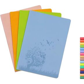 SINOBAND 8 Pack Bulk Journals, A5 PU Leather Colorful Writing Notebook, Journal Set Wide Ruled for College Students School and Office(Random Color)