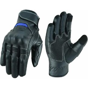 Motosports Vigor GP Leather Motorcycle Protective Cruiser Biker Gloves for All-Season, Touchscreen Knuckle Protection Motorbike Gloves Men & Women